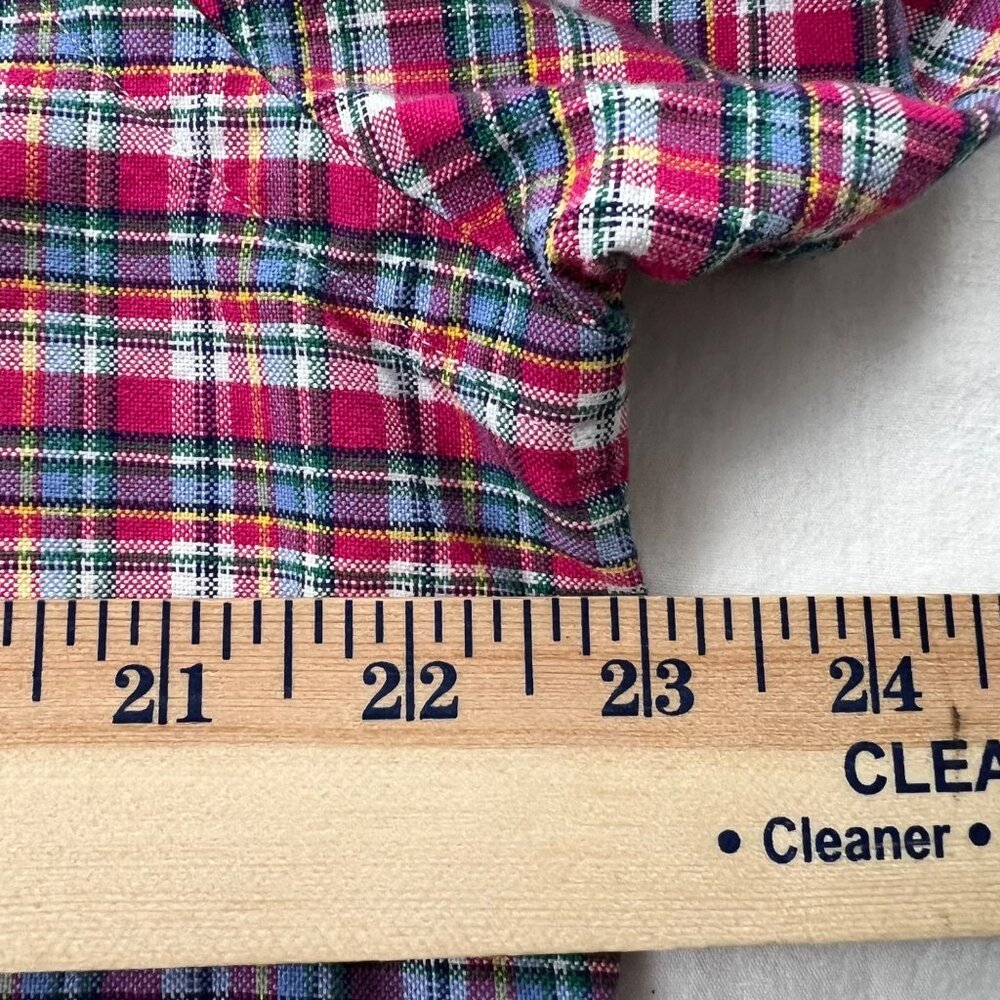 Ralph Lauren Plaid Button-Down Shirt L/G 100% Cotton Red/Green/Blue Flesh Pony - Picture 6 of 8